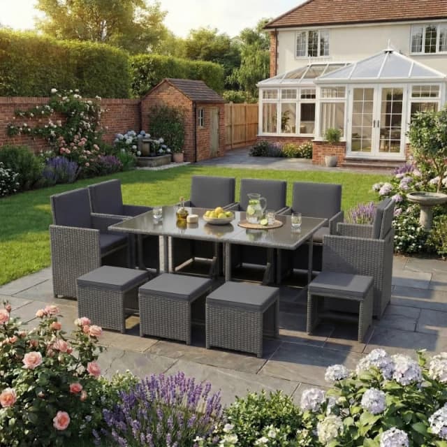 Lassic Garden Vida Cuba 10 Seater Rattan Set UKFR Grey unisex 10 Seater