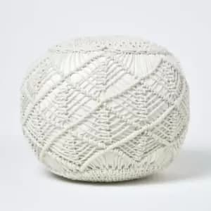Natural Crochet Knitted Pouffe 40 x 50cm - Natural - Homescapes