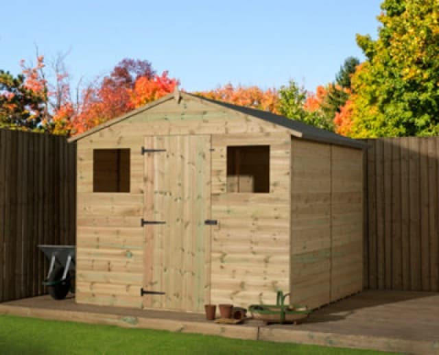 Empire Sheds Empire 10000 Premier Apex Shed Windows 8X10 Pressure Treated Tongue And Groove Wooden Garden Shed (8' X 10' / 8ft X 10ft) (8X10)