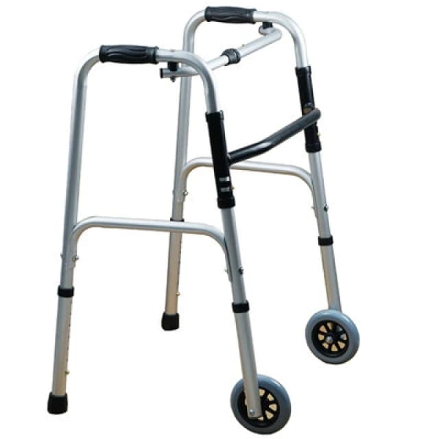 Gr8 Home Folding Walking Frame Lightweight Aluminium Walker Adjustable Zimmer With Wheels