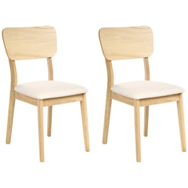 Beliani Set Of 2 Dining Chairs Minier Wood Light Brown/ Beige
