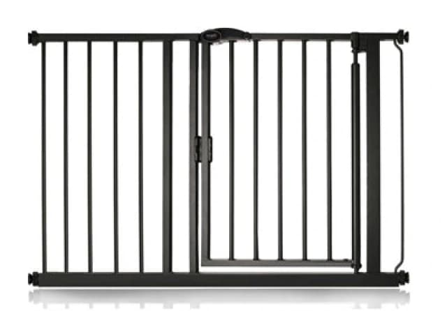 Safetots Pressure Fit Self Closing Stair Gate, 111Cm - 118Cm, Matt Black, Auto Closing Baby Gate, Safety Barrier