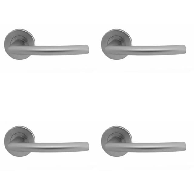 Loops 4x PAIR Oval Shaped Curved Bar Handle Concealed Fix Round Rose Satin Chrome Multi