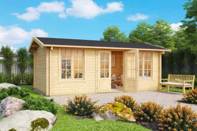 Lasita Maja Pembrokeshire 53-Log Cabin, Wooden Garden Room, Timber Summerhouse, Home Office - L540 X W345.8 X H239.4 Cm