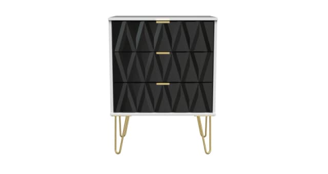 Dallas 3 Drawer Chest In Deep Black & White (Ready Assembled)