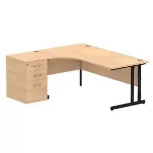 Impulse 1800mm Left Crescent Office Desk Maple Top Black Cantilever