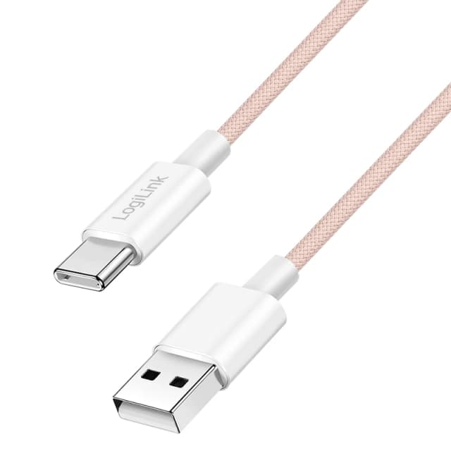 LogiLink USB 2.0 Type-C cable. C/M to A/M. nylon jacket. 60W. pink. 0.