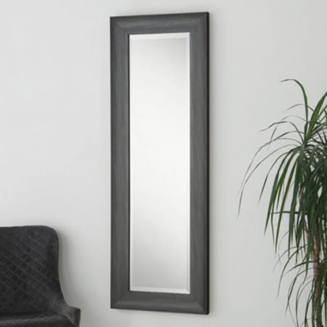 Yearn Mirrors Yearn Mirrors Charcoal Grey Scooped Framed Mirror 129.5x45.5cm Grey One Size Unisex 0716053064707