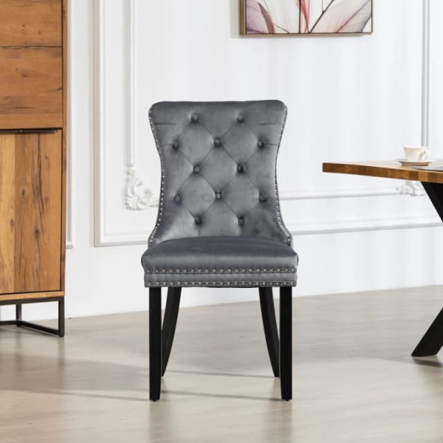 Artemis Home Ceres Velvet Fabric Dining Chairs - Set of 2 in Grey Size: 2 Pack Grey Unisex 2 Pack
