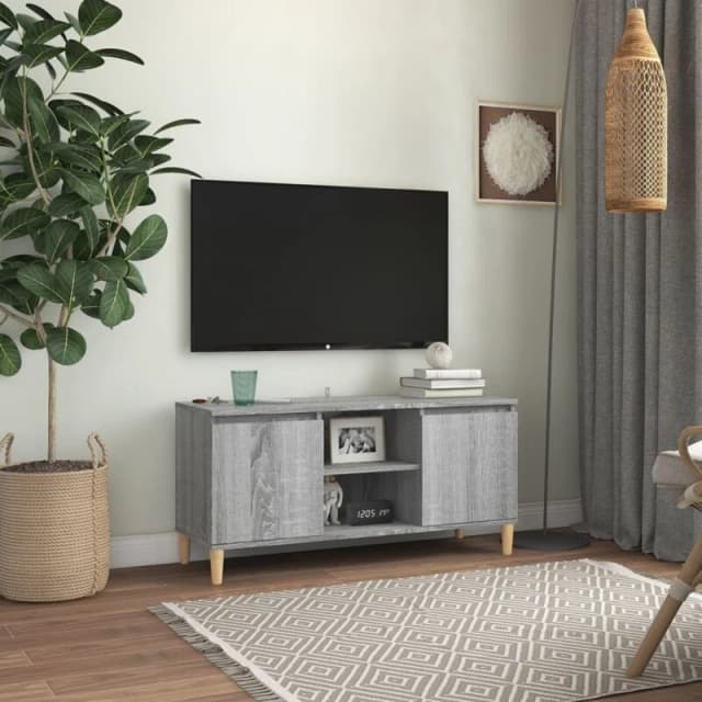 VIDAXL TV Cabinet with Solid Wood Legs Grey Sonoma 103.5x35x50cm Vidaxl 8720286855089