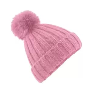Beechfield Unisex Verbier Fur Pom Pom Chunky Beanie (One Size) (Dusky Pink)