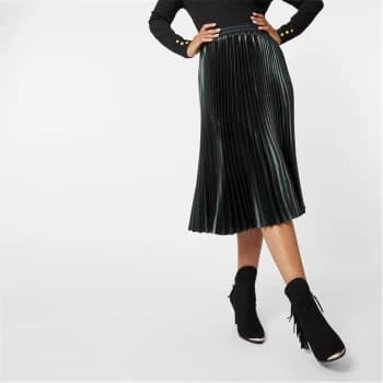 Biba BIBA Pleated Luxe Midi Skirt - Green Metallic