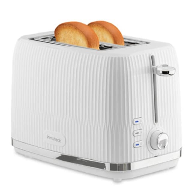 Innoteck Kitchen Pro 2 Slice Toaster With 7 Browning Controls And Stainless Steel Mechanism - White