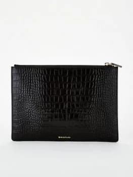 Whistles Shiny Croc Medium Clutch Bag