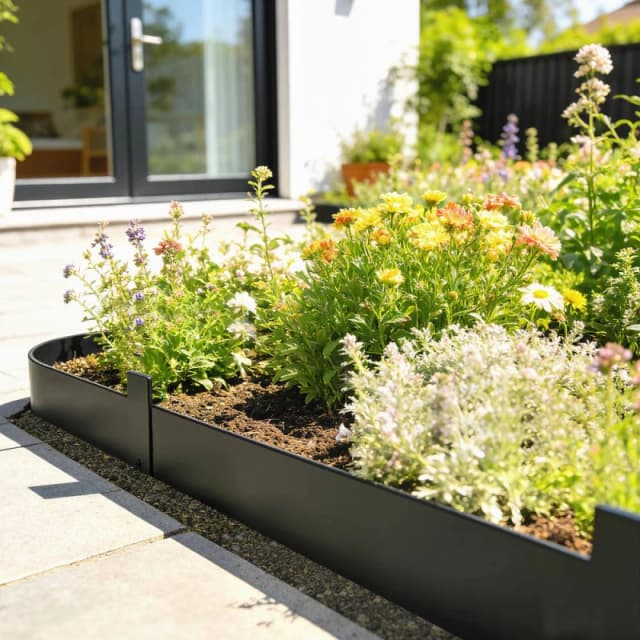 OUTSUNNY 5pcs Garden Fence, No Dig Metal Outdoor Picket Fence Panels, Black Unisex