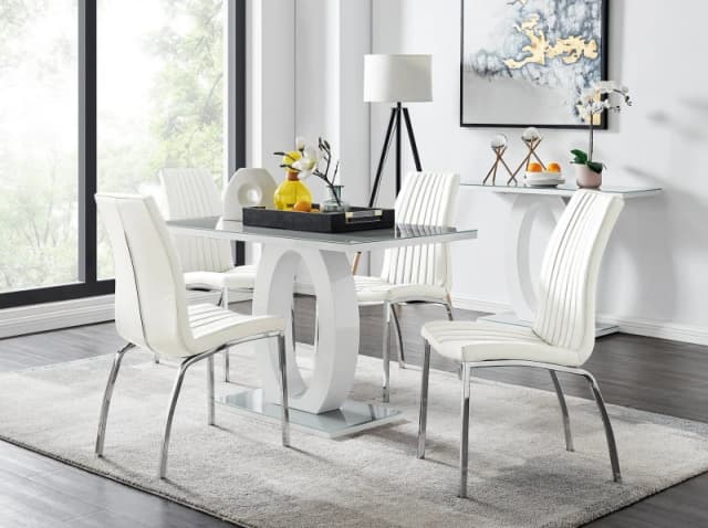 FurnitureboxUK FurnitureboxUK Giovani 4 Grey Dining Table & 4 Isco Chairs in Off White Off White One Size Unisex 5056542650321