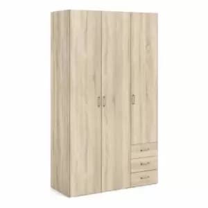 Space Wardrobe 3 Doors 3 Drawers In Oak Effect 2000