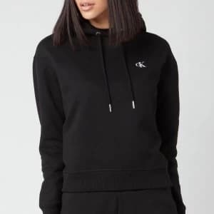 Calvin Klein Jeans Womens Embroidered Logo Hoodie - CK Black - L