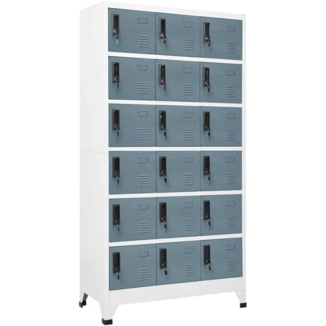 VIDAXL Locker Cabinet Light Grey and Dark Grey 90x40x180cm Steel vidaXL 8720286701416