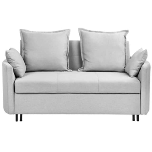 Beliani Sofa Bed 2 Seater Hovin Fabric Light Grey
