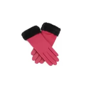 Eastern Counties Leather Womens/Ladies Debbie Faux Fur Cuff Gloves (M) (Cranberry)