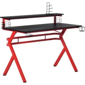 HOMCOM Gaming Des with Cup Holder Headphone Hook Speaker Holder CD Rack