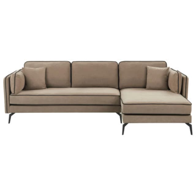 Beliani Corner Sofa 3 Seater Altan Fabric Light Brown Left Hand