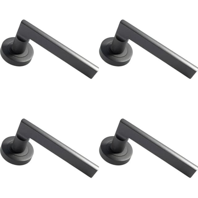 Loops 4x PAIR Straight Plinth Mounted Handle on Round Rose Concealed Fix Matt Bronze Multi