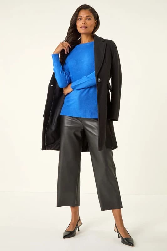 Roman Womens Plain Soft Crew Neck Jumper in Blue Size: 12 Blue Female 12