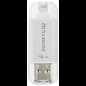 Transcend JetDrive 64GB USB 3.1 and Lightning Silver OTG USB Flash Drive for iPhone and iPad