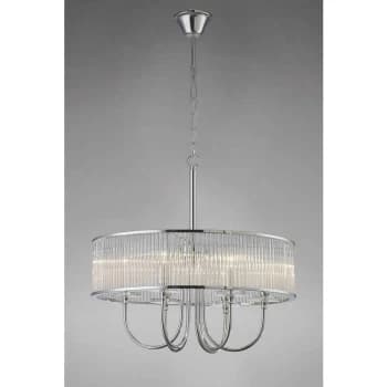 Vanessa round pendant light 6 bulbs polished chrome / crystal