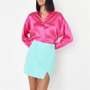 Missguided Double Breasted Crop Blazer - Blue