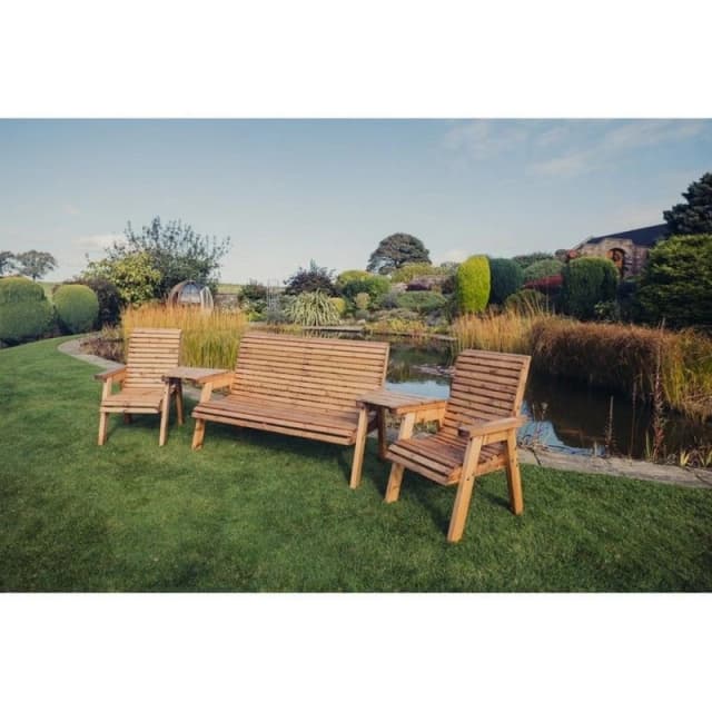 Churnet Valley Garden Furniture Ltd Valley 1X3B 2XC Angled Tray Set - Fully Assembled - Set of Cushion Inc in Brown Brown Unisex