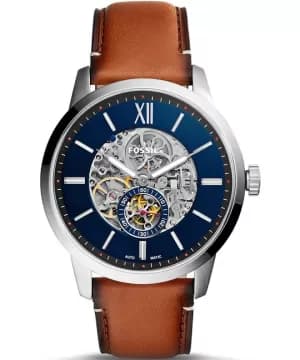 Fossil Men Townsman 48mm Automatic Light Brown Leather Watch