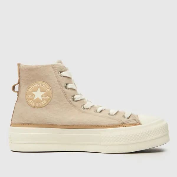 Converse all star lift winter warmers trainers in white & beige White & Beige UK 8 (EU 41½)