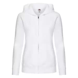 Fruit Of The Loom Ladies Lady-Fit Hooded Sweatshirt Jacket (M) (White)