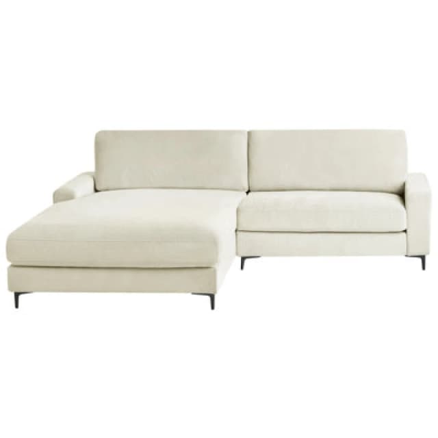 Beliani Corner Sofa 3 Seater Maloy Chenille Off-White Right Hand