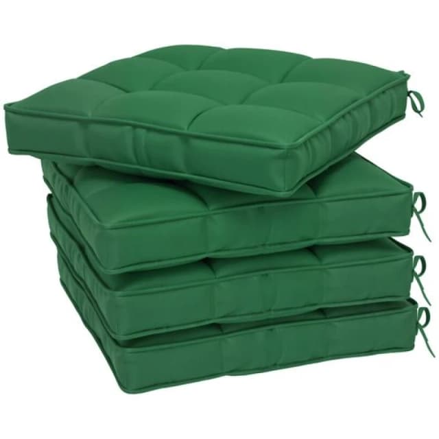 Outsunny 42 x 42cm Replacement Garden Seat Cushion Pad with Ties, Green Green