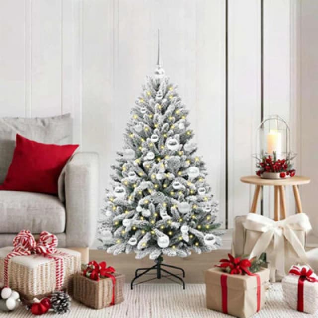 vidaXL Artificial Christmas Tree with Silver Balls Green and White 120cm PVC and Metal, Green 3395735