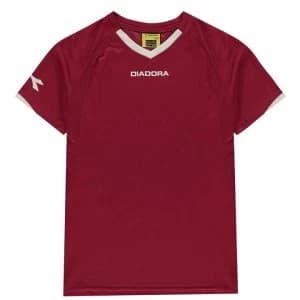 Diadora Havana T Shirt Junior Boys - Bordeaux/White