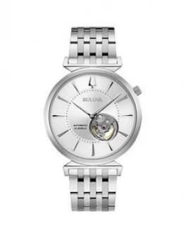Bulova Regatta Silver Skeleton Eye Automatic Dial Stainless Steel Bracelet Mens Watch