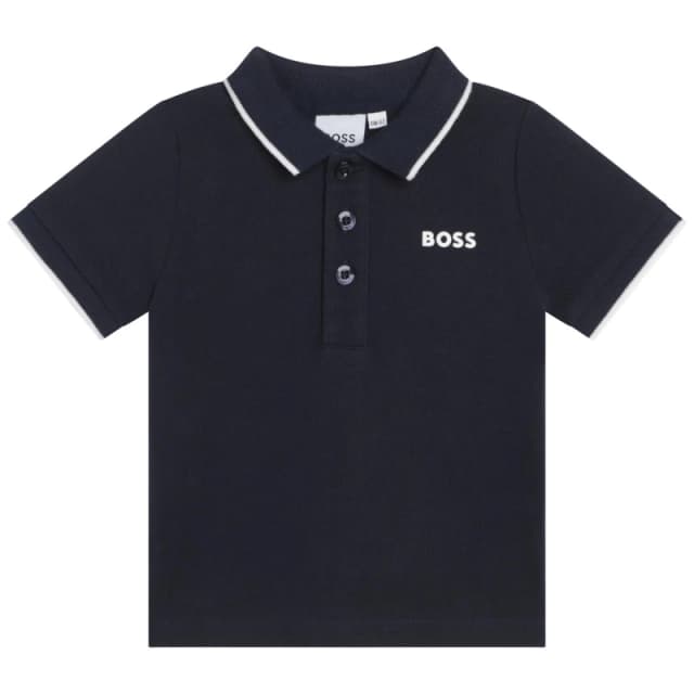 Boss Kids Small Logo Cotton Short Sleeve Polo Shirt Navy 849 male 2Y
