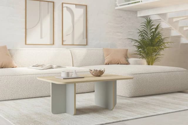 Decortie Modern Rectangular Coffee Table With Curved Corners 100Cm Oak Ash Green, Multi 8.68363E+12