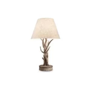 Chalet 1 Light Wood Table Lamp Brown with Shade, E27
