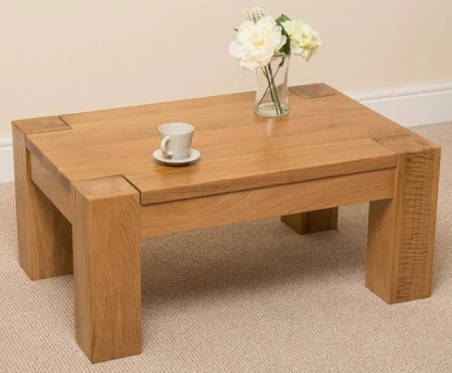 Thats Furniture Kuba Chunky Small Oak Coffee Table for Living Room in Light Oak Light Oak Unisex