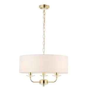 3 Light Multi Arm Ceiling Pendant Brass, E14