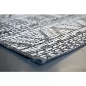 Homespace Direct - Brighton Diamond Indoor/Outdoor Rug, Dark Grey, 160x230cm - Grey