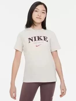 Nike Older Girls Trend Boyfriend T-Shirt, White, Size L=12-13 Years, Women