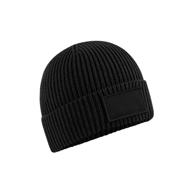 Beechfield Beechfield Men Fashion Woven Patch Beanie in Black One Size Male 5063238248052