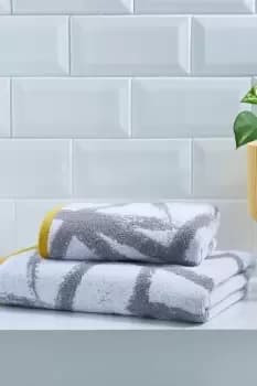 'Leda' Luxury 100% Cotton Geo Jacquard Design Towel